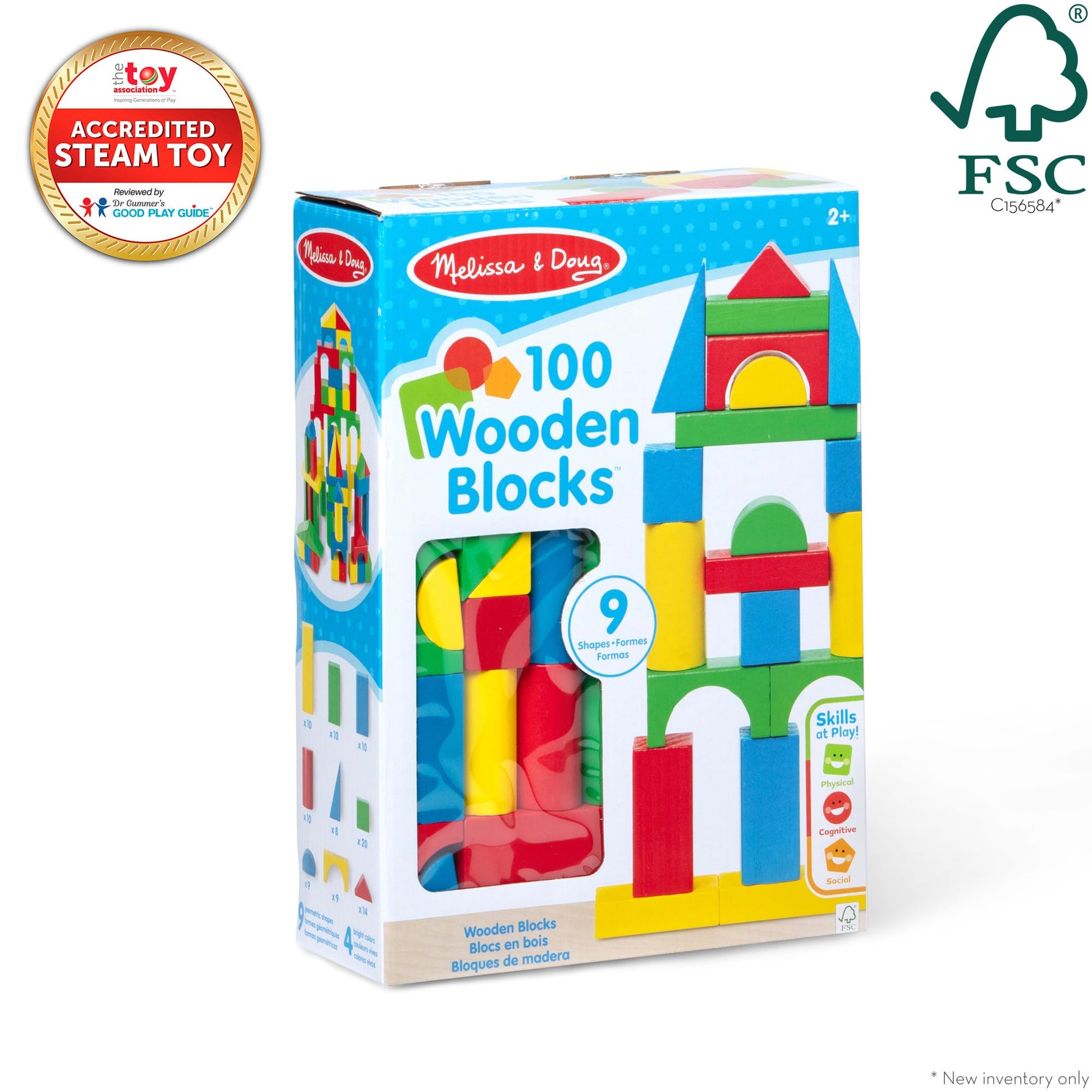 Melissa & Doug 100 Wooden Building Blocks with Storage Box Melissa & Doug