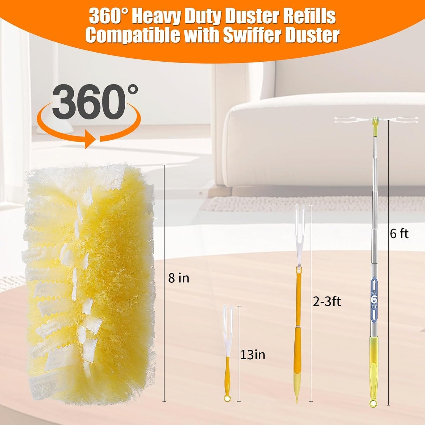 36 Pack Disposable Duster Refills for Swiffer,360°Heavy Duty Microfiber Duster Kit with 1 Handle,Multi-Surface Duster Refills for Furniture, Blinds, Ceiling Fans Cleaning - Available at All In One Marketplace Canada