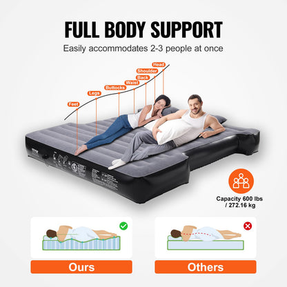 VEVOR Truck Bed Air Mattress, for 5.5-5.8 ft Full Size Short Truck Beds, Inflatable Air Mattress Camping Bed with 12V Air Pump 2 Pillows, Carry Bag, for Silverado, RAM, F Series, Sierra, Titan, Tundra VEVOR