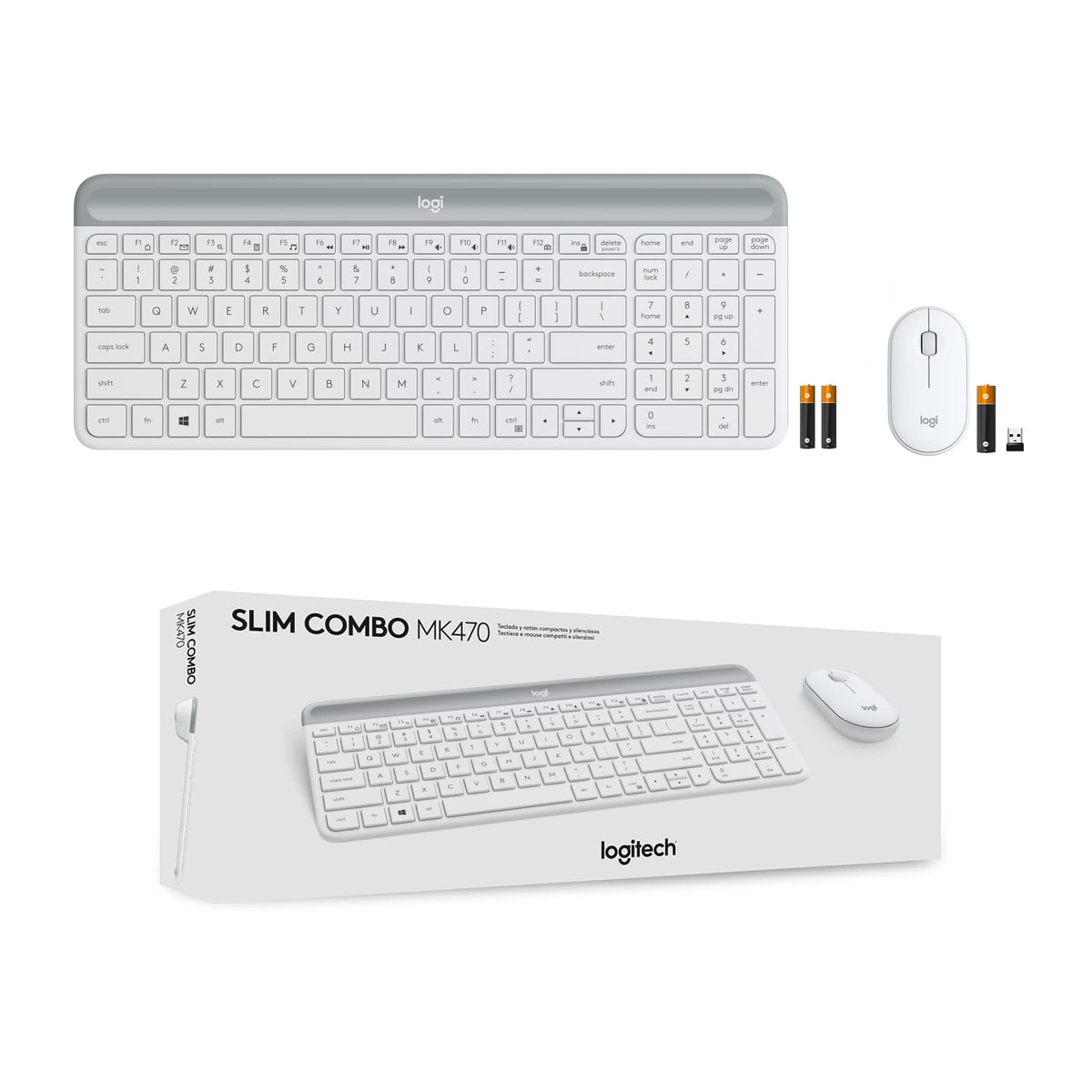 Logitech MK470 Slim Wireless Combo Compact Keyboard and Mouse - Off White