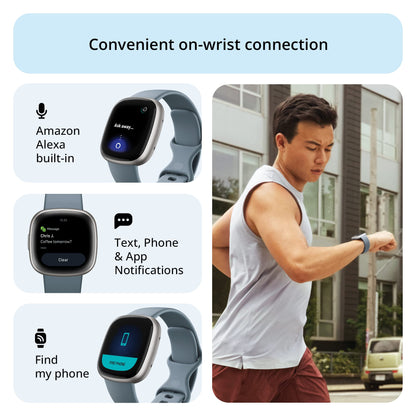 Google Fitbit Versa 4 Fitness Smartwatch with Daily Readiness, Gps, 24/7 Heart Rate, 40+ Exercise Modes, Sleep Tracking and More, Waterfall Blue/platinum, One Size (S and L Bands Included)