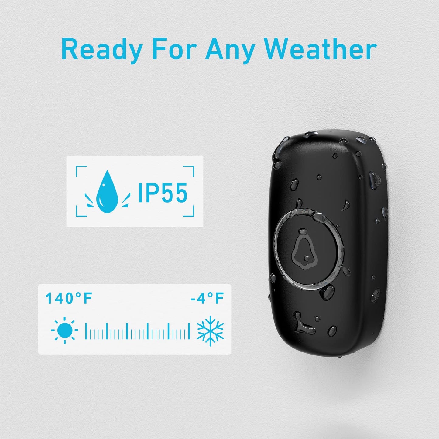 SECRUI Wireless Doorbell, Easy Installation, Adjustable Volumes, 58 Chimes, 1000Ft Operating Range, LED Indicator, Black