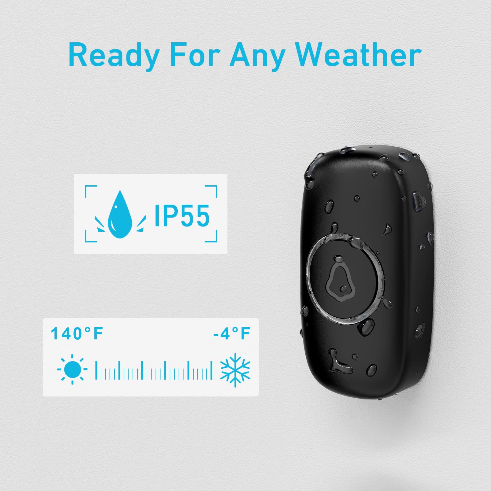 SECRUI Wireless Doorbell, Easy Installation, Adjustable Volumes, 58 Chimes, 1000Ft Operating Range, LED Indicator, Black