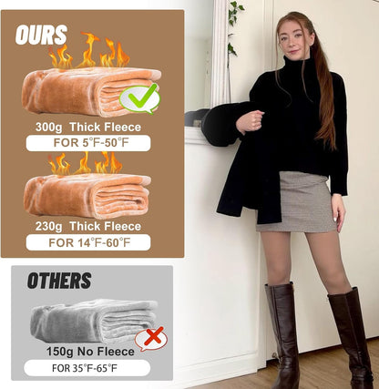 Fleece Lined Tights Women-Thermal Pantyhose Fake Translucent Leggings 🍁 All In One Marketplace Canada