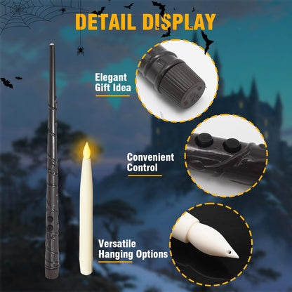 Anxingo 12 Pcs Flameless Floating LED Candles with Wand, Flickering Battery Operated Wizard Hanging Decorative Lighting with Remote Timer for Parties Halloween Christmas 🍁 All In One Marketplace Canada