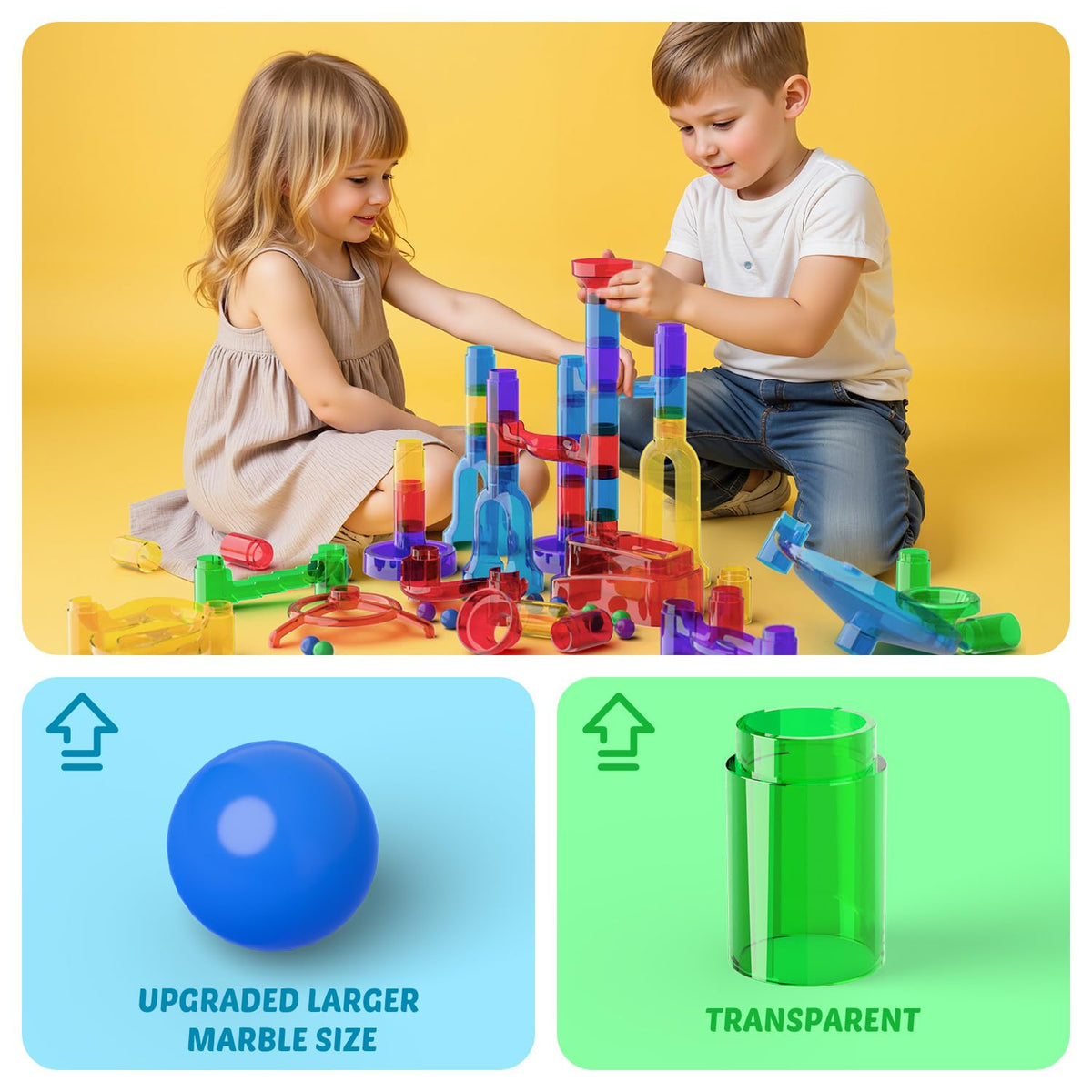 Marble Run, 109 Pcs Marble Maze Race Building Blocks Toy Game & STEM Learning Toys Christmas Birthday Gift for Kids Aged 3-12 🍁 All In One Marketplace Canada