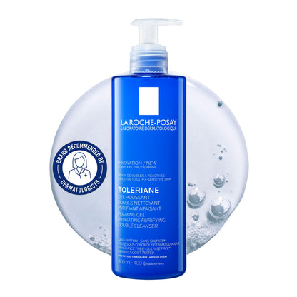 La Roche Posay Double Face Cleanser, Toleriane Hydrating Purifying Foaming Gel, Removes Makeup & Impurities, with Niacinamide & Amino Acids, Fragrance Free, Recommended by Dermatologists, 400ml La Roche-Posay