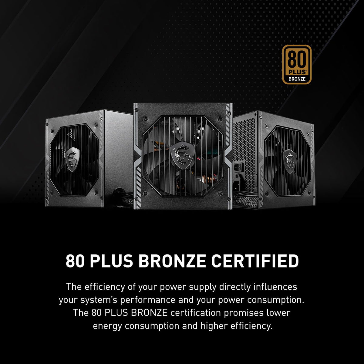 MSI MAG A650BN, Non-Modular Compact 650W Power Supply, 80+ Bronze, Low-Noise Fan, Active PFC Design, 5 Year Warranty