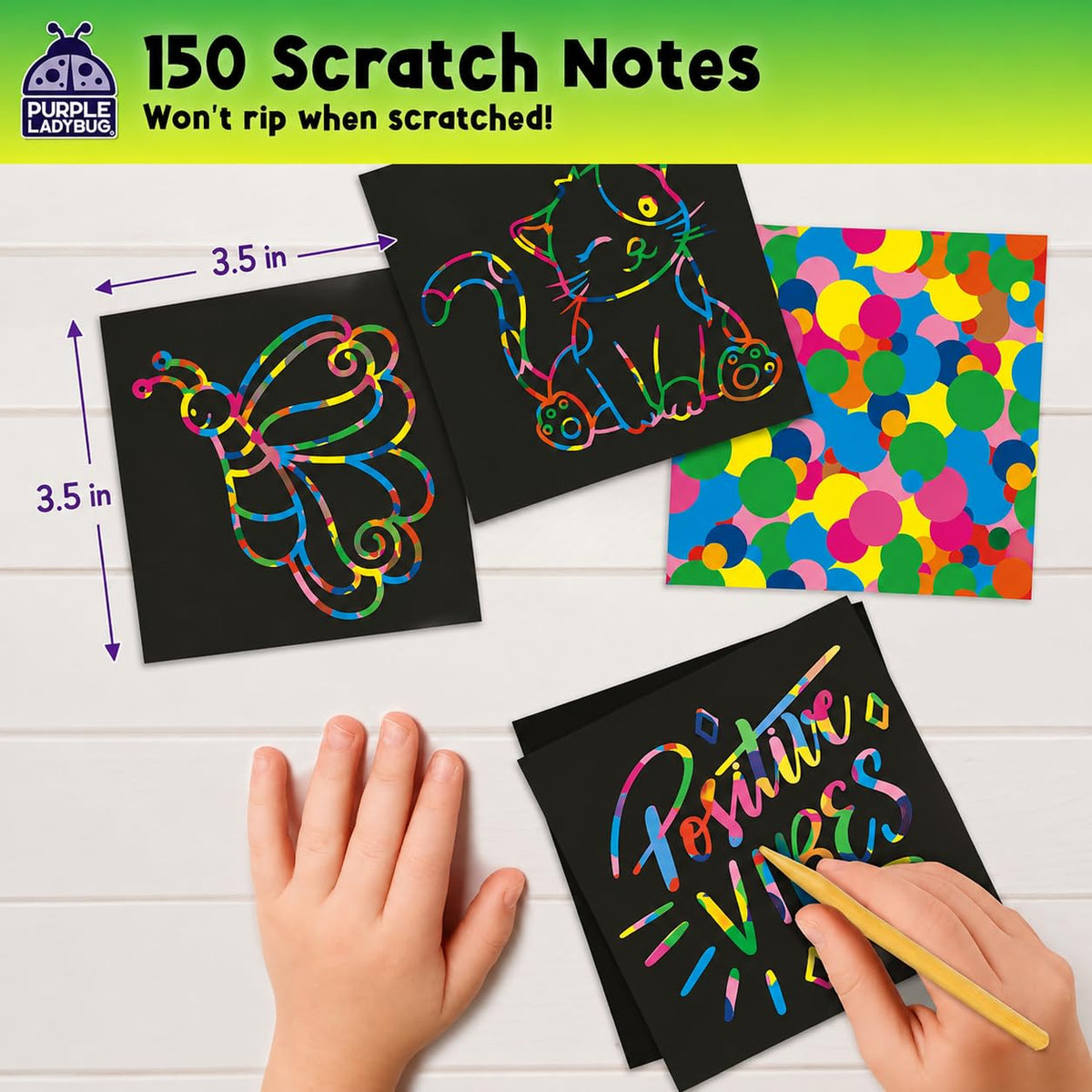 150 Rainbow Scratch Art Paper Mini Notes - Ideal Stocking Stuffers for Kids 🍁 All In One Marketplace Canada