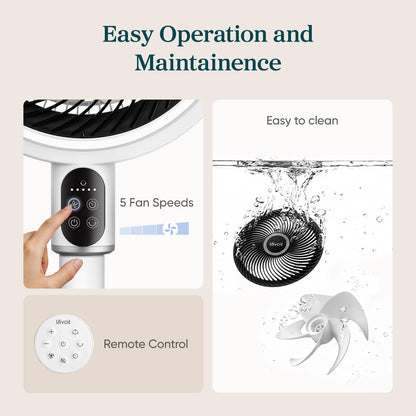 Levoit Standing Fan for Bedroom, 18dB Whisper Quiet Pedestal Fan for Sleep, 1024 CFM Ultra-High Airflow, 90° Oscillating Floor Fan, Remote, DC Motor, 5 Speeds, 12H Timer, For Home, Room, Office, White