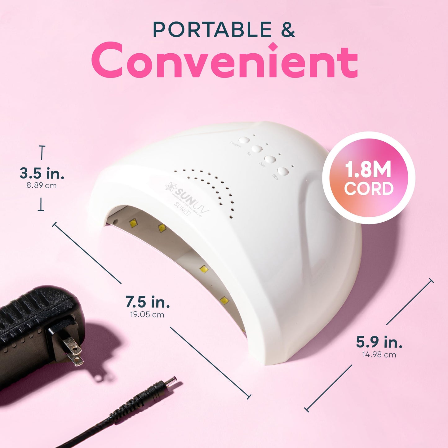 UV LED Nail Lamp, SUNUV Gel Nail Light for Nail Polish UV Dryer with 3 Timers SUNone - Available at All In One Marketplace Canada