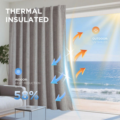 Joydeco Blackout Curtains for Bedroom - 96 Inch Long 100% Light Blocking 2 Panels Set Linen Drapes, Thermal Insulated Room Darkening Curtains, Linen Textured for Living Room, Rod Pocket & Back Tabs
