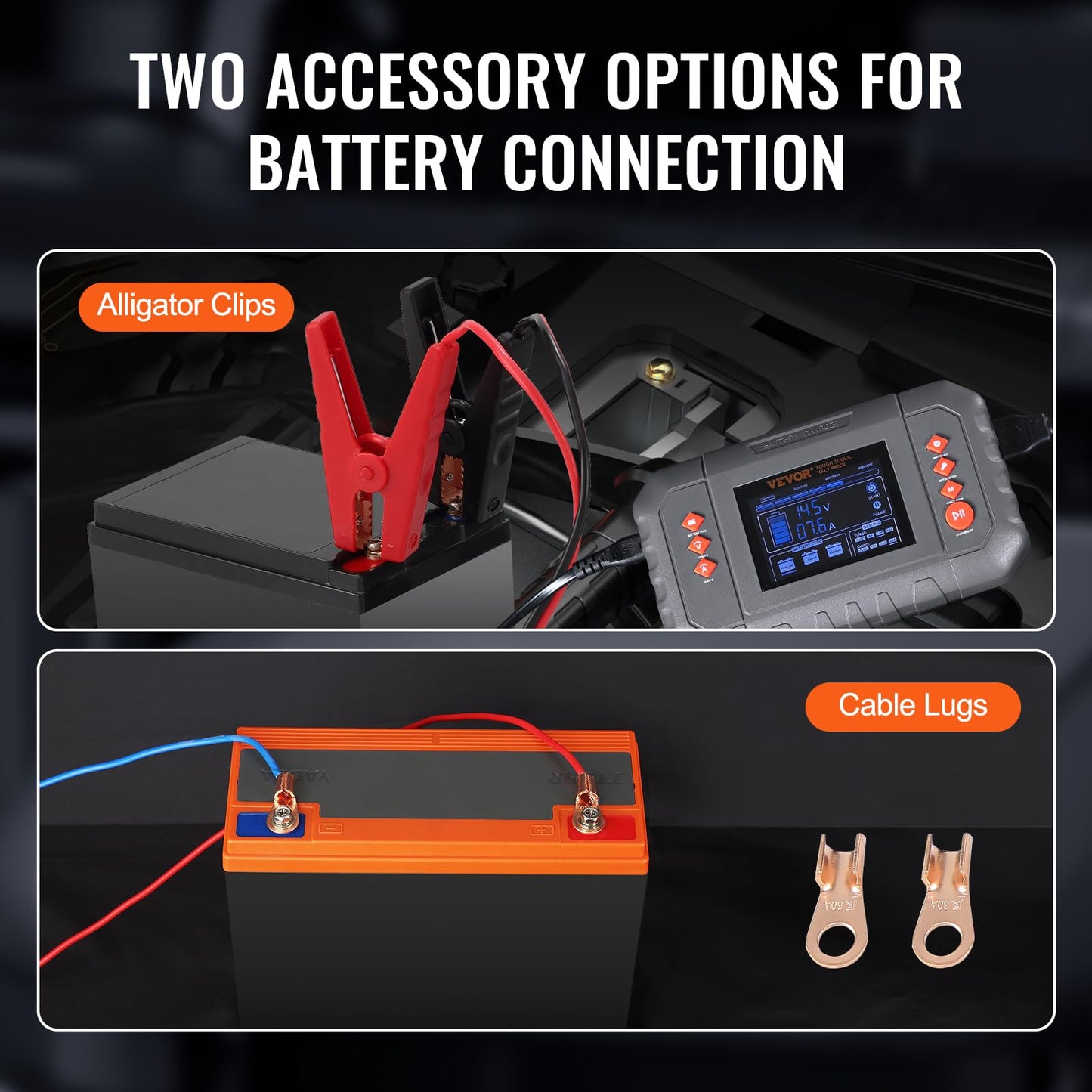 VEVOR Smart Battery Charger, 35-Amp, Lithium LiFePO4 Lead-Acid (AGM/Gel/SLA) Car Battery Charger with LCD Display, Trickle Charger Maintainer Desulfator for Boat Motorcycle Lawn Mower Deep Cycle VEVOR