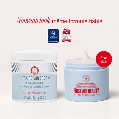 First Aid Beauty - Ultra Repair Cream - Hydrating Face & Body Moisturizer - Whipped Colloidal Oatmeal Clinically Proven to Strengthen Skin Barrier in 7 Days - Helps Relieve Eczema, 2 oz Travel Size
