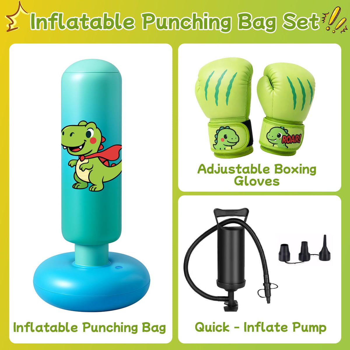 Qoosea Punching Bag for Kids 48in Dinosaur Toys Boxing Bag Set with Gloves 🍁 All In One Marketplace Canada