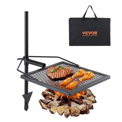 VEVOR Swivel Campfire Grill, Fire Pit Grill Grate, Heavy Duty Steel Grill Grates, 360° Adjustable Open Outdoor Cooking Equipment, Portable Camp Fire Racks for Camping Outdoor BBQ VEVOR