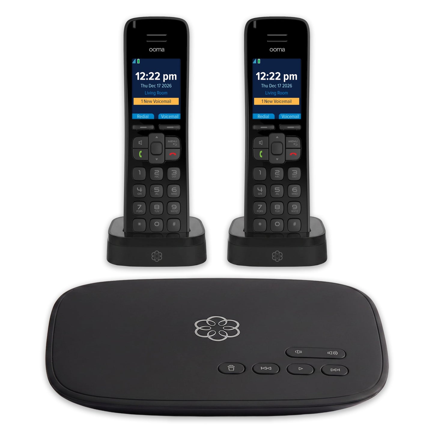 OOMA Telo Free Home Phone Service and Two HD3 Handsets. Works with Amazon Echo and Smart Devices (811008023409) Ooma