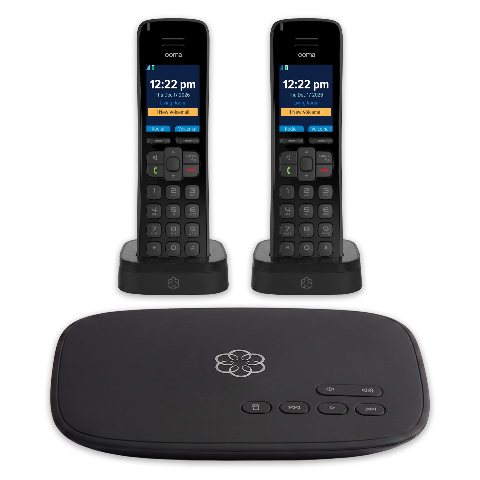 OOMA Telo Free Home Phone Service and Two HD3 Handsets. Works with Amazon Echo and Smart Devices (811008023409) Ooma