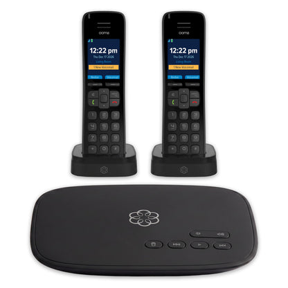 OOMA Telo Free Home Phone Service and Two HD3 Handsets. Works with Amazon Echo and Smart Devices (811008023409) Ooma