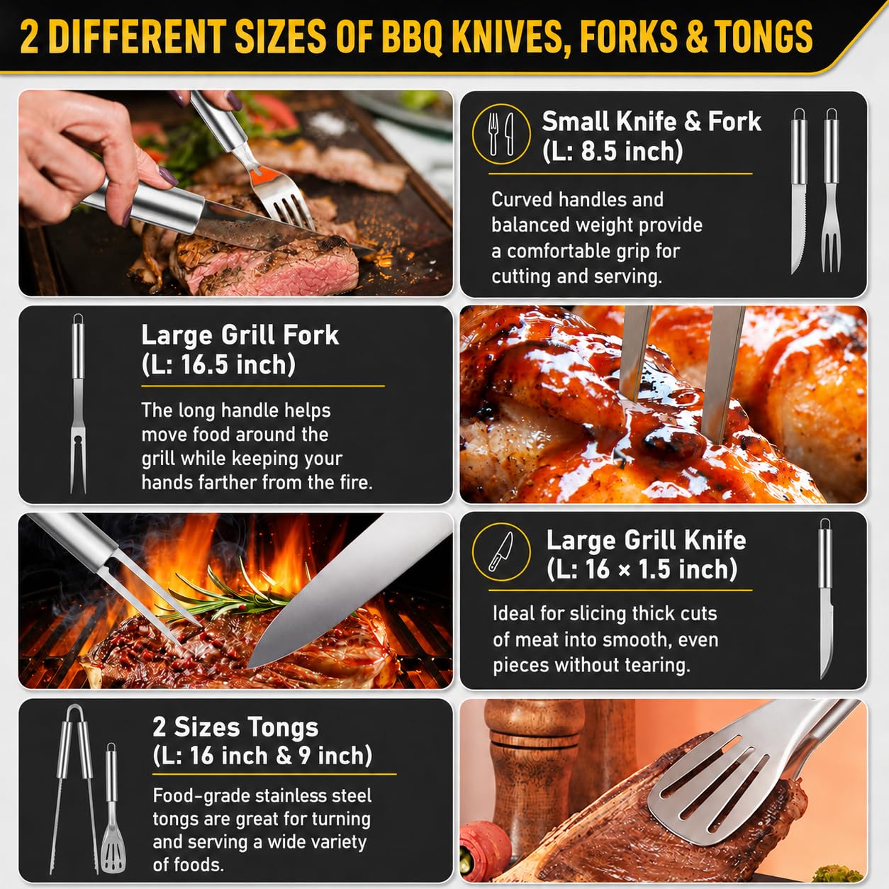 34Pcs BBQ Grill Accessories Tools Set, 16 Inches Stainless Steel Grilling Tools with Carry Bag, Thermometer, Grill Mats for Camping/Backyard Barbecue, Grill Tools Set for Men Women - Available at All In One Marketplace Canada