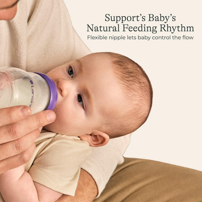 Lansinoh Anti-Colic Baby Bottles for Breastfeeding Babies, 5 Ounces, 3 Count, Includes 3 Slow Flow Nipples, Size S