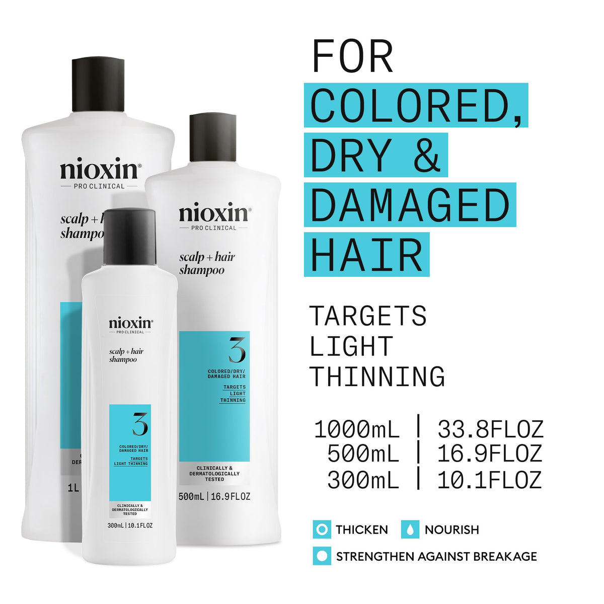 Nioxin System 3 | Scalp & Hair Shampoo | Coloured, Dry, & Damaged Hair