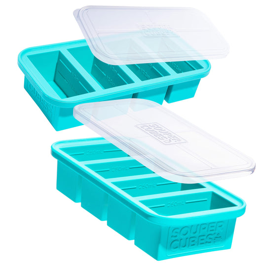 Souper Cubes 1 Cup Silicone Freezer Molds with Lids – Aqua - 2-Pack - Available at All In One Marketplace Canada