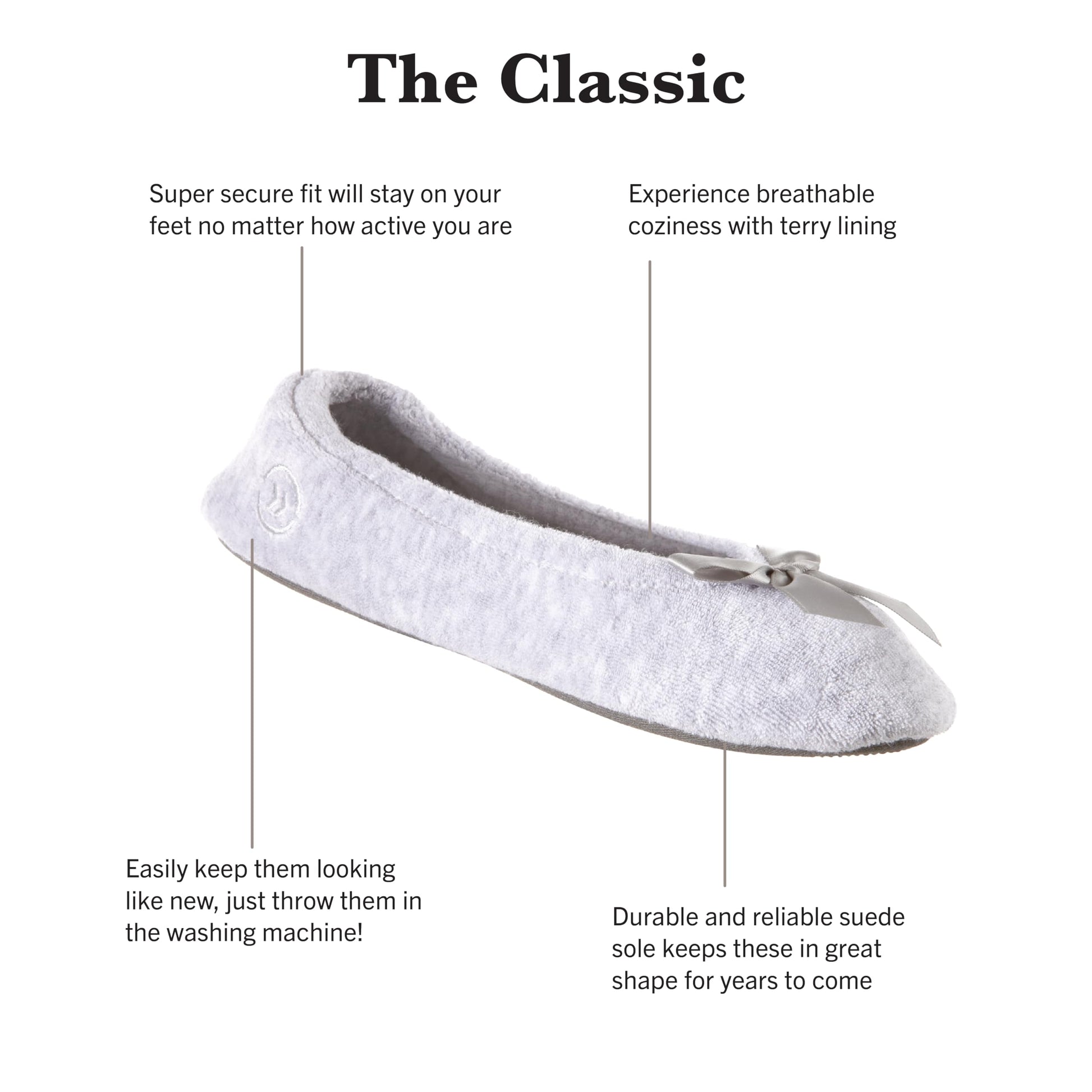 isotoner Women's 2 Pack Ballerina Slipper Quilted and Solid Ballet Flat, Periwinkle Quilted, Ash Solid, 8-9 isotoner