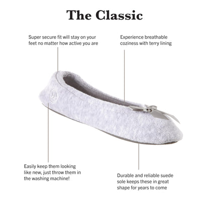 isotoner Women's 2 Pack Ballerina Slipper Quilted and Solid Ballet Flat, Periwinkle Quilted, Ash Solid, 8-9 isotoner