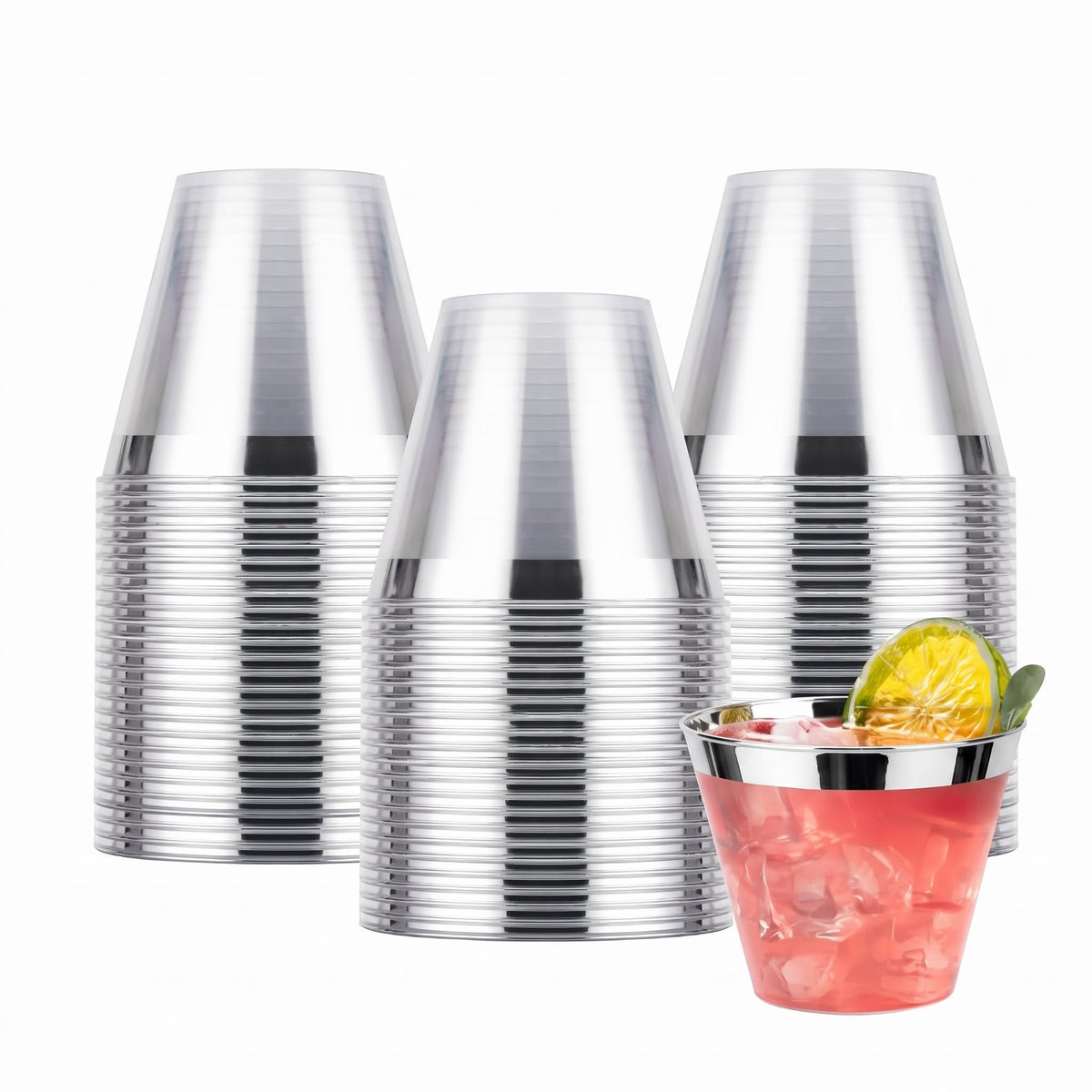 Goodluck 50PCS 9oz Silver Plastic Cups Plastic Cocktail Glasses for Party 🍁 All In One Marketplace Canada