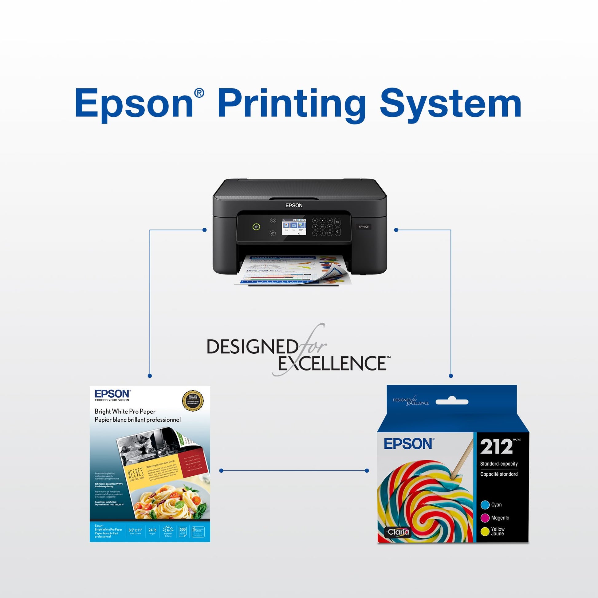 Epson 212 Genuine Ink Cartridge XL Black and Standard Color Combo Pack Epson