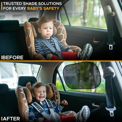 EcoNour Car Window Shades for Baby (4 Pack) - 20"x12" | Sun Shade for Car Window for Kids | Shades for Side Windows | Automotive Sun Protection from UV and Sun Glare | Baby Accessories