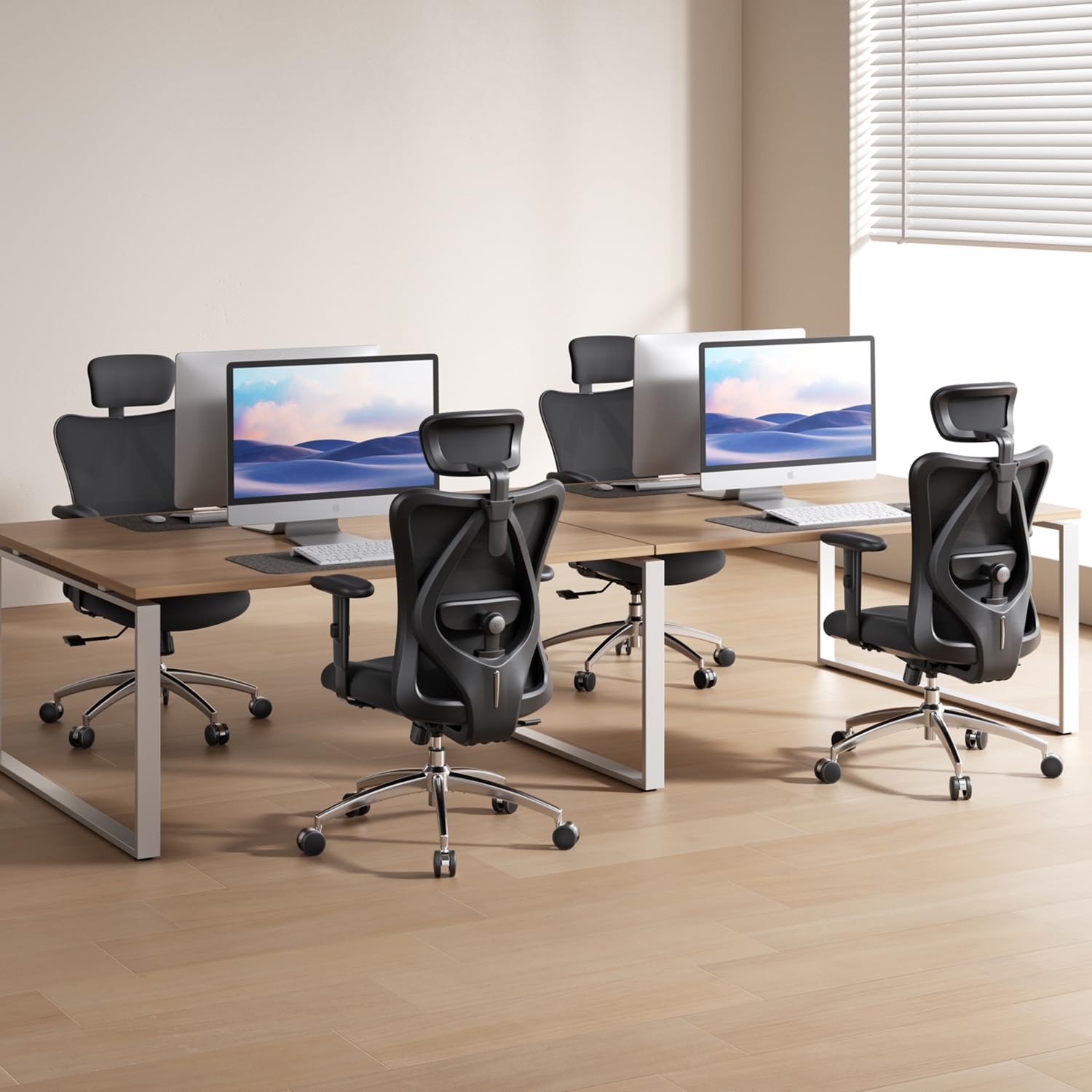 SIHOO Ergonomic Office Chair Computer Chair Desk Chair, Adjustable Headrests Chair Backrest and Armrest's Mesh Chair (Black) - Available at All In One Marketplace Canada