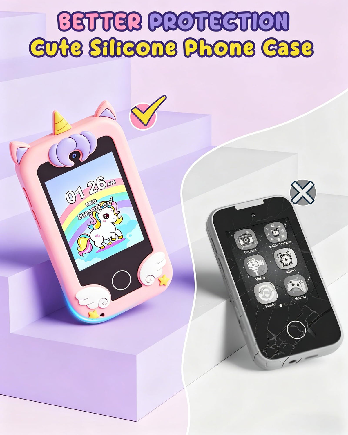 UCIDCI Kids Smart Phone Toys for Girls Ages 3-7 with Dual Camera - Kids Phone with Learning Games, Travel Toys with MP3 Music Player for Christmas, Birthday Gifts for 3 4 5 6 7 Year Old Boys 🍁 All In One Marketplace Canada