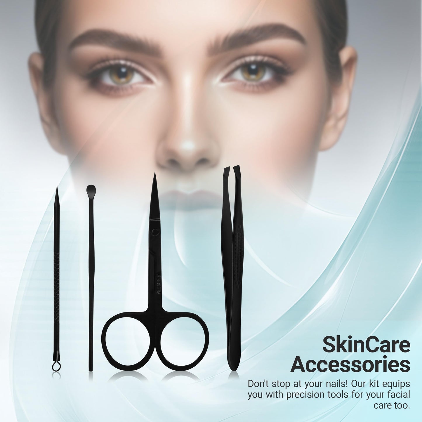Utopia Care - 15 in 1 Stainless Steel Professional Manicure Pedicure Set Nail Clippers Kit – Portable Travel Grooming Kit - Facial, Cuticle and Nail Care for Men and Women (Black) - Available at All In One Marketplace Canada
