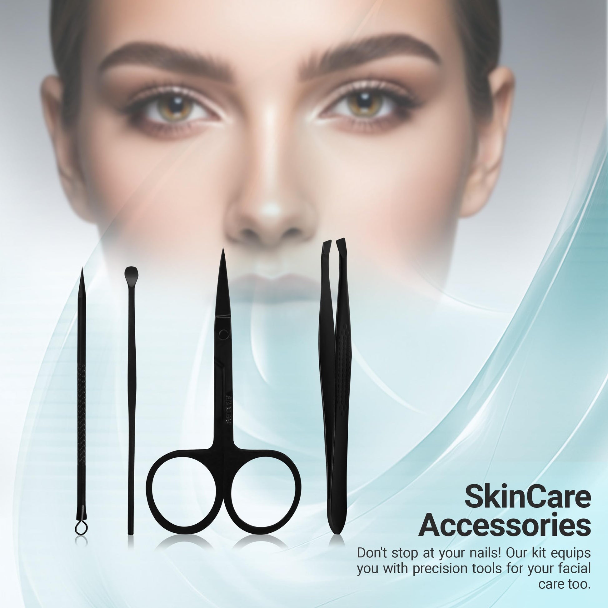 Utopia Care - 15 in 1 Stainless Steel Professional Manicure Pedicure Set Nail Clippers Kit – Portable Travel Grooming Kit - Facial, Cuticle and Nail Care for Men and Women (Black) - Available at All In One Marketplace Canada