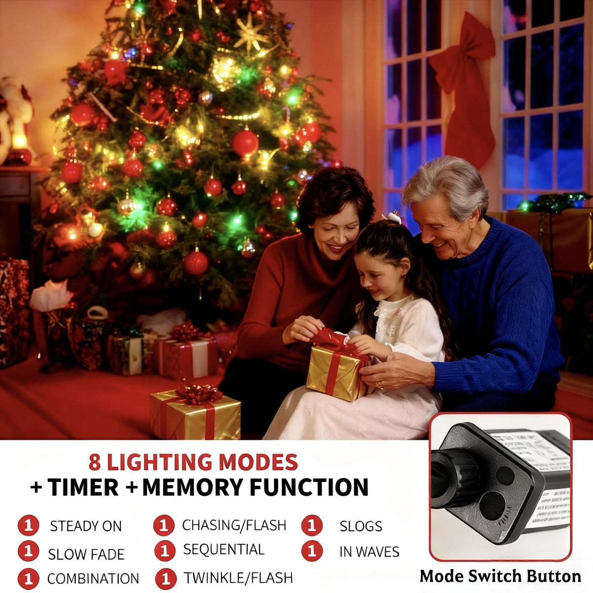 MZD8391 105FT 300LED Christmas Light, Christmas Tree Light, Red Green 🍁 All In One Marketplace Canada