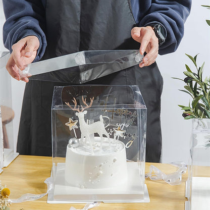 2 Pack 12x12x14 Inch Clear Tall Cake Box with Lid & Ribbon - Transparent Wedding Birthday Party Cake Container for Large Tiered Layer Cakes - Durable Gift Packaging Box 🍁 All In One Marketplace Canada