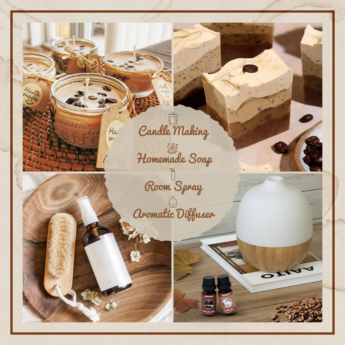 ARVIDSSON Coffee Fragrance Oils Set, Essential Oils for Diffuser & Candle Making , Aromatherapy Scented Oils for Home, Espresso, Vanilla Chai, Hot Chocolate, Blueberry Muffin, Eggnog Latte, Caramel Macchiato, 6 x 10ml 🍁 All In One Marketplace Canada