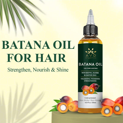 AVD Organics Raw Batana Oil for Hair | 100% Pure batana oil for Hair Growth - Promotes Thicker, Stronger Hair | Ideal for Men & Women | 120ML