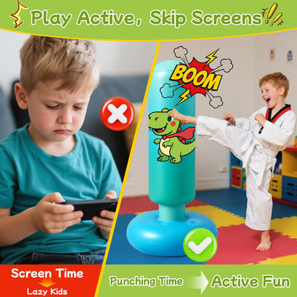 Qoosea Punching Bag for Kids 48in Dinosaur Toys Boxing Bag Set with Gloves 🍁 All In One Marketplace Canada