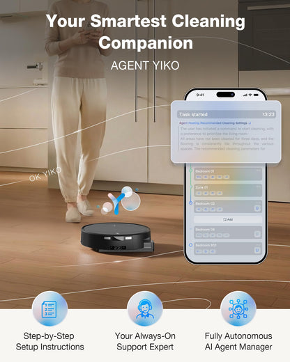ECOVACS DEEBOT T90 PRO OMNI Robot Vacuum and Mop, 30,000Pa Suction, Instant Self-Cleaning OZMO Roller Mop, TruEdge Deep Edge Cleaning, ZeroTangle, Hot Water Wash & 145°F Air Dry, AI Obstacle Avoidance - Available at All In One Marketplace Canada