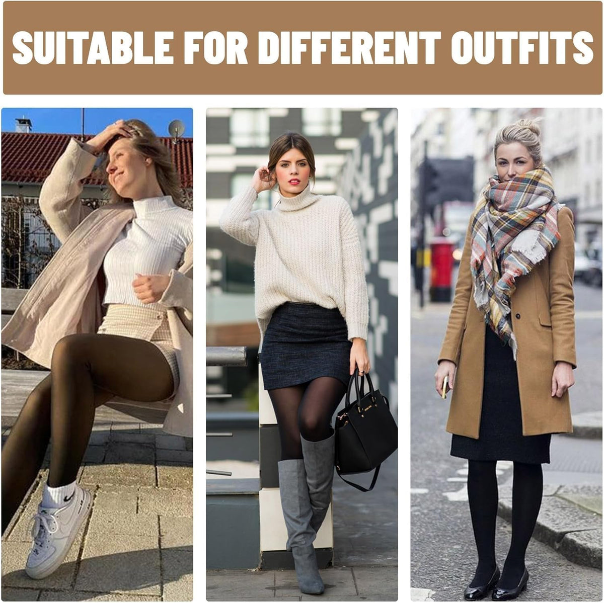 Fleece Lined Tights Women-Thermal Pantyhose Fake Translucent Leggings 🍁 All In One Marketplace Canada