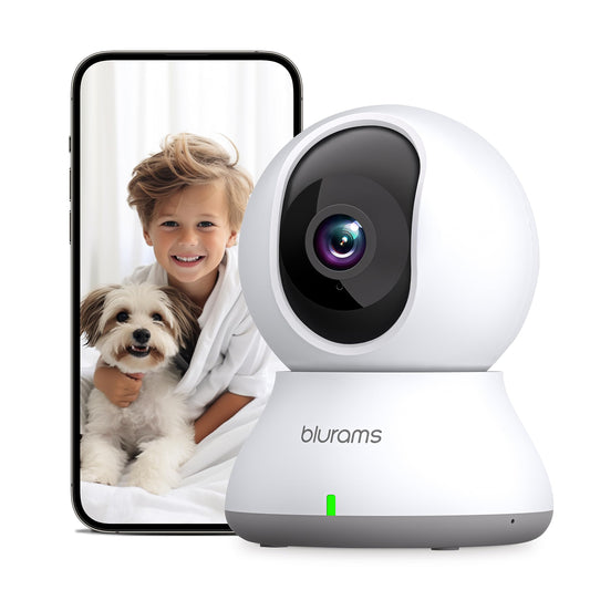 blurams Security Camera, 2K Indoor Camera 360-degree Pet Camera for Home Security w/ Motion Tracking, Phone App, 2-Way Audio, IR Night Vision, Siren, Works with Alexa & Google Assistant,White - Available at All In One Marketplace Canada