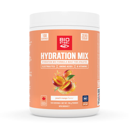 BioSteel Electrolyte Hydration Mix Powder, Zero Sugar, No Artificial Flavours, Peach Mango, 100 Serving Container - Available at All In One Marketplace Canada