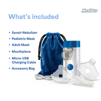 MedPro Sonair Portable Mesh Nebulizer for Adults & Kids, Rechargeable