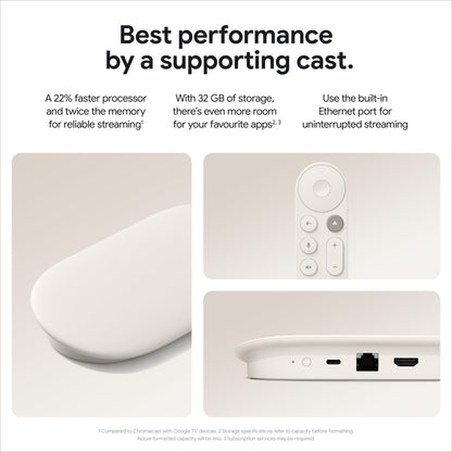 Google TV Streamer (4K) - Fast Streaming Entertainment With Voice Search Remote - Watch Movies, Shows, Live TV, and Netflix in 4K HDR - Smart Home Control - 32 GB Storage - Porcelain