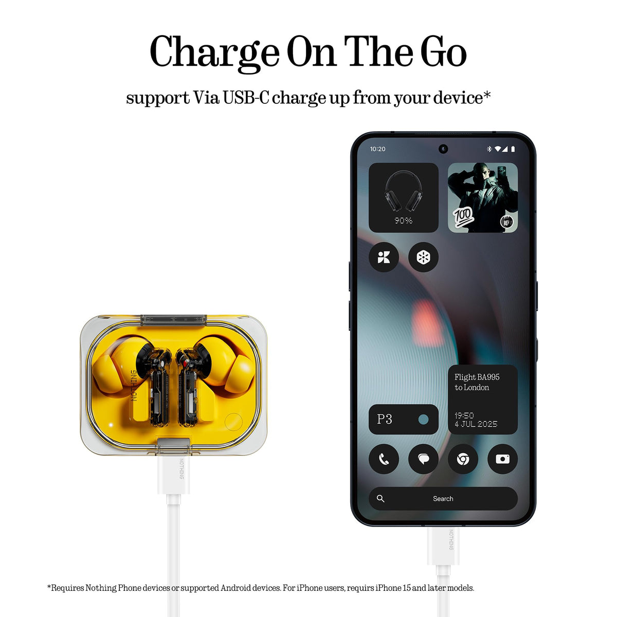 Nothing Ear (a) Wireless Earbuds, 45dB Hybrid Noise Cancelling Earbuds, Hi-Res Audio, Advanced Equaliser, Dual Connect, 6 Mics, 42.5H Playtime Ear Buds Wireless Bluetooth, Yellow