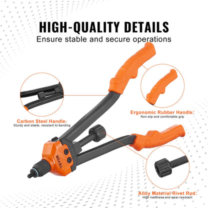 VEVOR 16" Rivet Nut Tool, Labor-Saving Rivnut Tool Kit with 13PCS Metric & SAE Mandrels, 186PCS Rivet Nuts,M3, M4, M5, M6, M8, M10, M12, 1/4-20, 5/16-18, 3/8-16,1/2-13, 8-32, 10-24 with Carrying Case VEVOR
