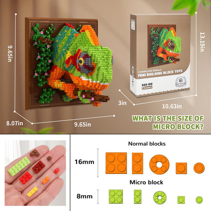 Chameleon Animal 3D Wall Art Micro Mini Building Blocks Set for Adults, Unique Home Wall Decor or Table Display, No Compatible with Lego, Ideal Birthday Christmas Toy Gift for Teens 14+ (2688 PCS) 🍁 All In One Marketplace Canada